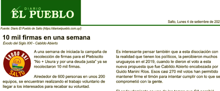 El Pueblo, 4 de setiembre de 2023